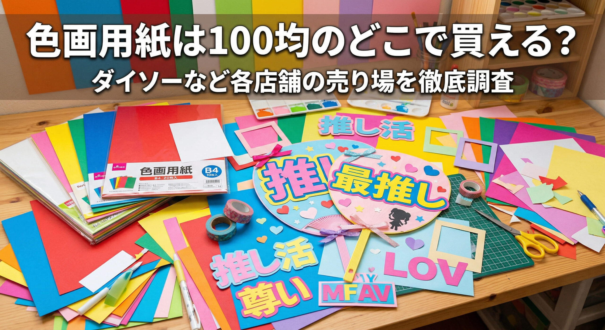 ダイソーなど100均で色画用紙を購入し推し活している画像