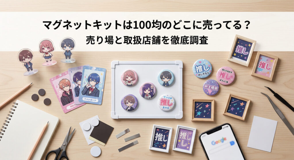 ダイソーやセリアなどの100均で買ったマグネットキットを使って推し活している画像