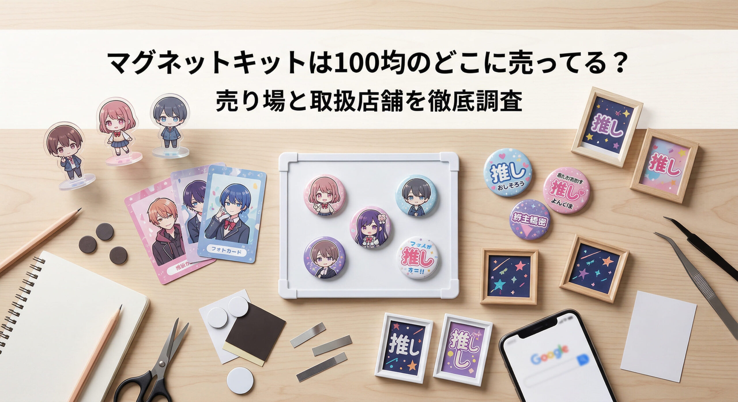 ダイソーやセリアなどの100均で買ったマグネットキットを使って推し活している画像