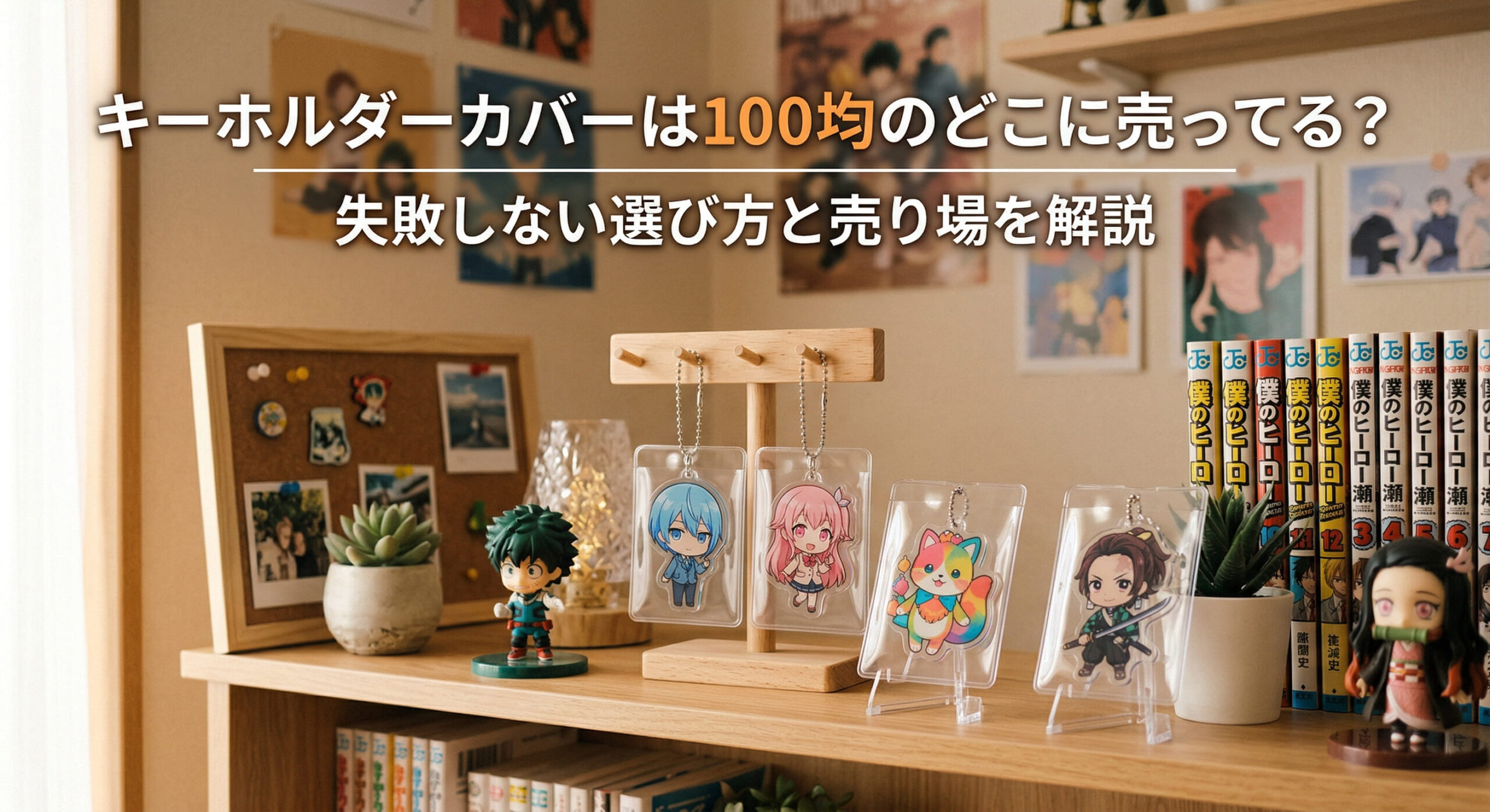 100均で購入できるキーホルダーカバーでお気に入りのキーホルダーを飾っている画像