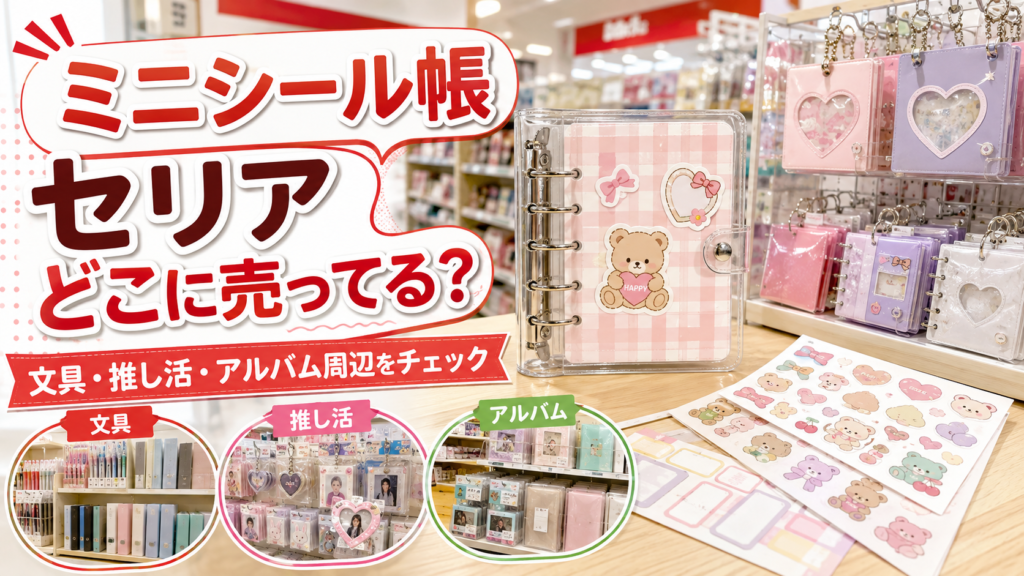ミニシール帳はセリアの文具・推し活・アルバム周辺を探すと分かるアイキャッチ画像